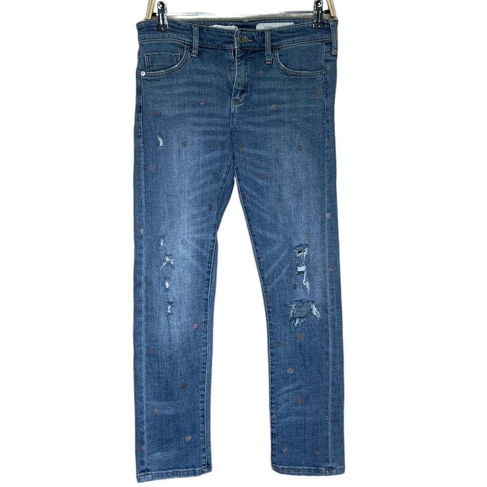 Pilcro & The Letterpress Hyphen Polka Dot Distressed Size 27 Blue Jeans